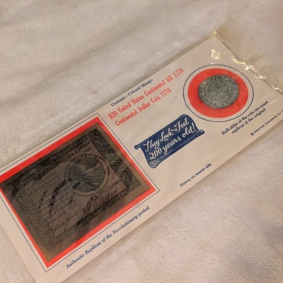 O1 1973 REPLICA of Revolutionary Perio 1776 $ Coin & 1778 20 US Continental Bill - Picture 4 of 5